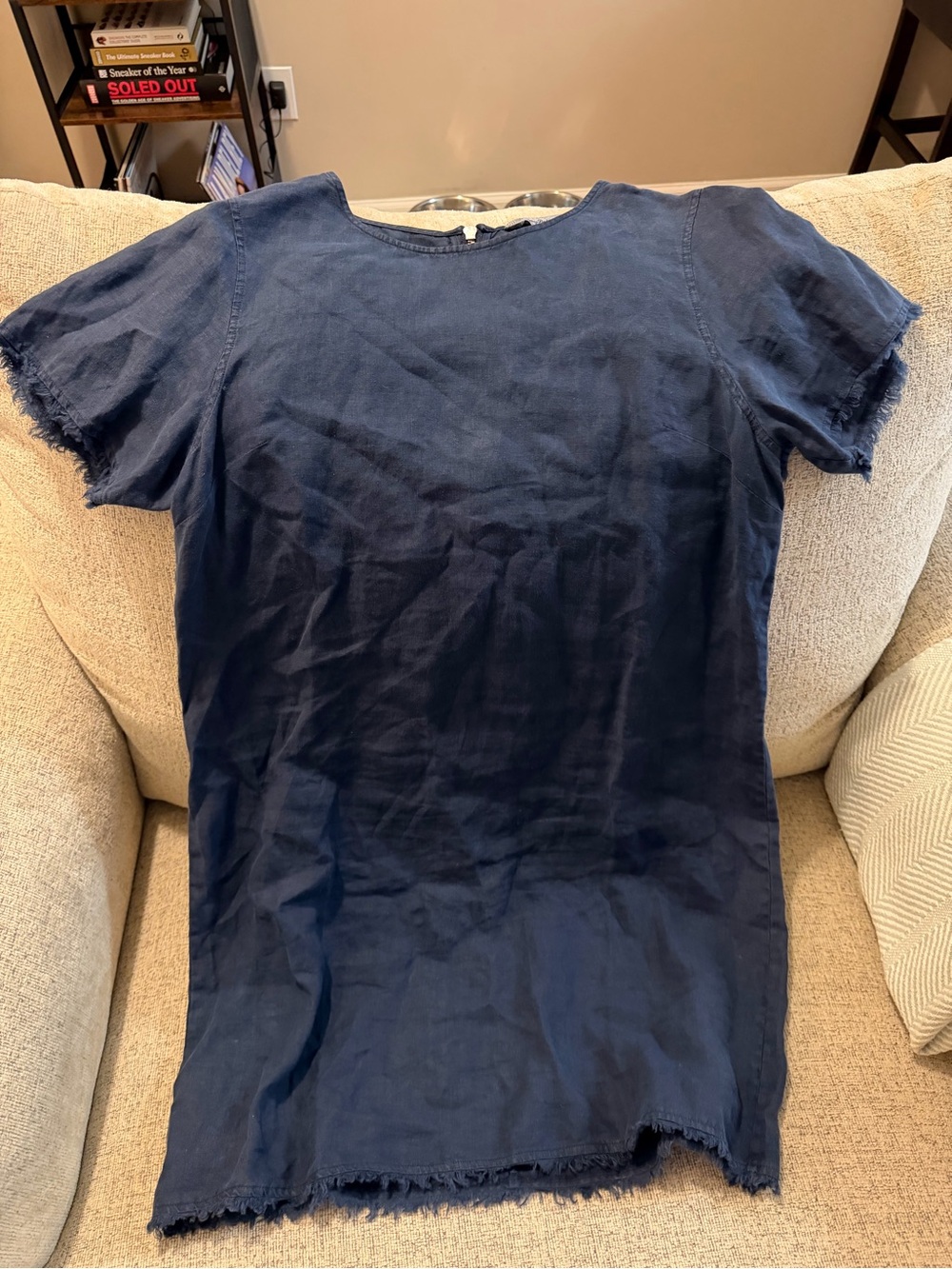 Tommy Bahama navy blue linen dress with zipper back, size L #summer #beachwear